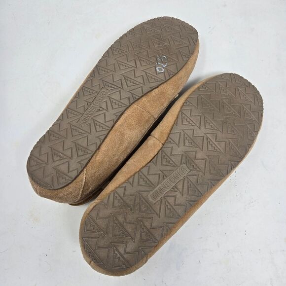 MINNETONKA Pile Lined Hardsole Moccasin Slippers Women's Brown Size US 10M EU 41 - Picture 7 of 7